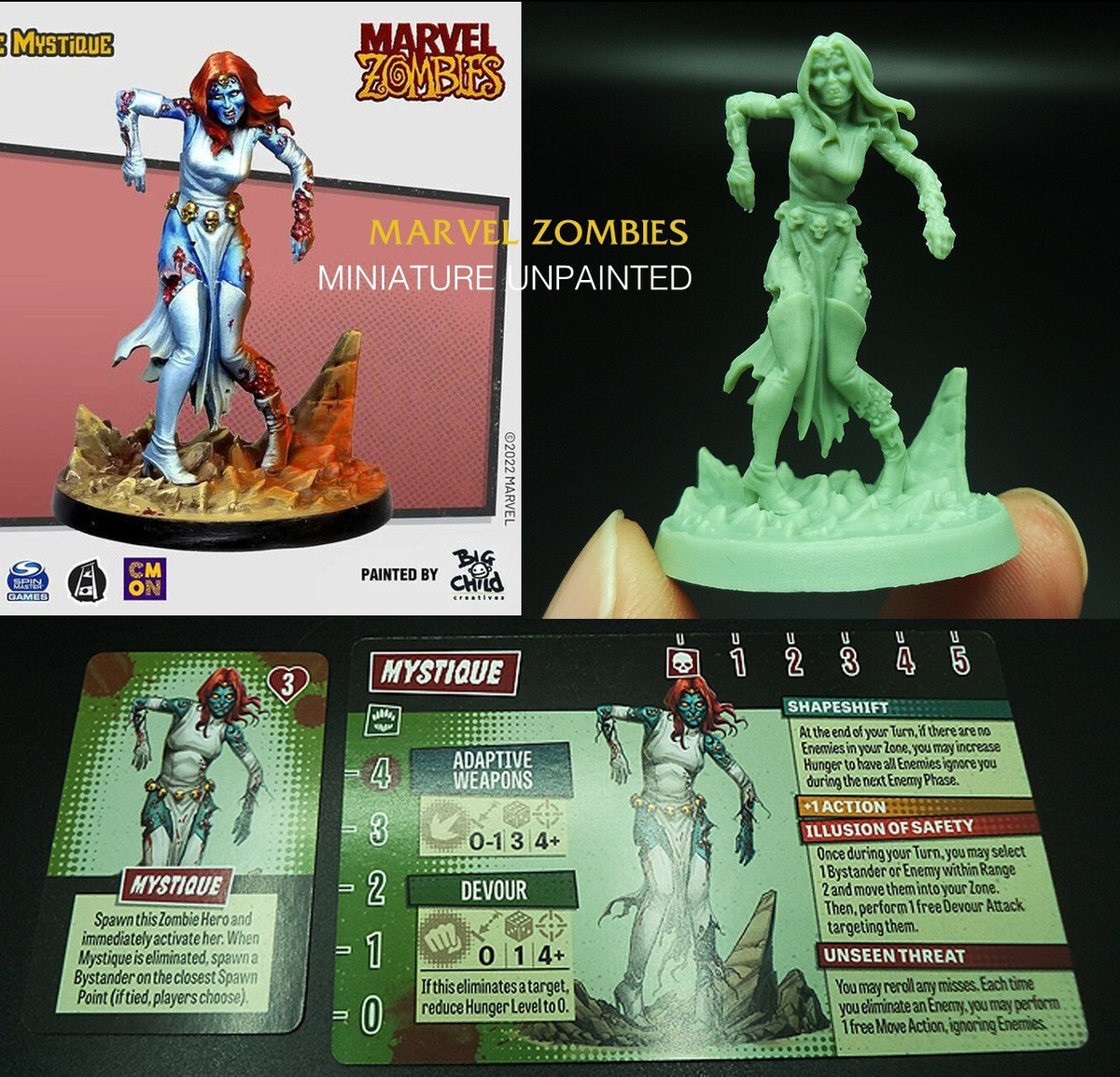 MARVEL ZOMBIES BOARD GAME CARD Miniature Model MYSTIQUE Undead