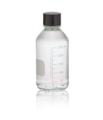 Case of 48 W/ Caps. Wheaton 250ml Borosilicate Media Bottles, Graduated/Non-Grad
