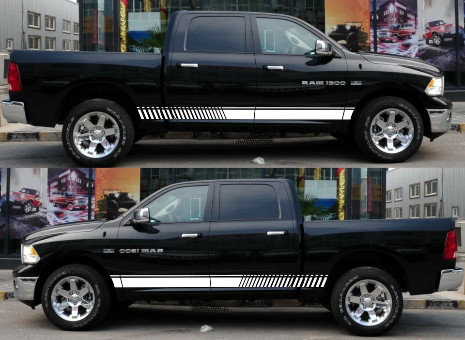 Calcomanía lateral calcomanía franja de puerta para Dodge Ram espejo retrovisor capó luz 2016-2019 4x4 Foto 3 de 4