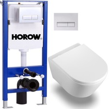 WC mit Spülkasten Komplettset, Spin Flush WC, Vorwandelement mit Drückerplatte