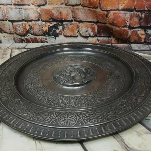1700's Pewter Plate Ø30cm with Tudor Rose & Crown Stamped - Georgian Lady Cameo - Bild 7 von 12