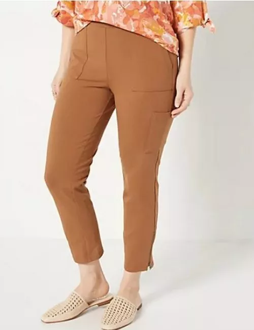 Susan Graver Weekend Toffee Brown Regular Premium Stretch Cargo