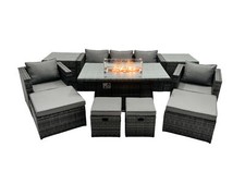 Image of Fimous Rattan Garden Furniture Sofa Sets Outdoor Patio Gas Fire Pit Dining Table