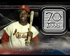 2021 Topps 70th Anniversary Logo Patch Black (Series 2) Lou Brock 220/299 St.