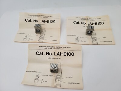 3PC LAI-E100 Aluminum Lug Kit Screw Terminal for E & HE Frame Circuit Breakers