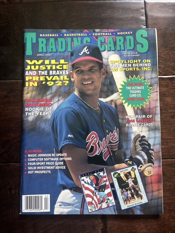 Trading Cards Magazine MLB Baseball David Justice Atlanta Braves April 1992