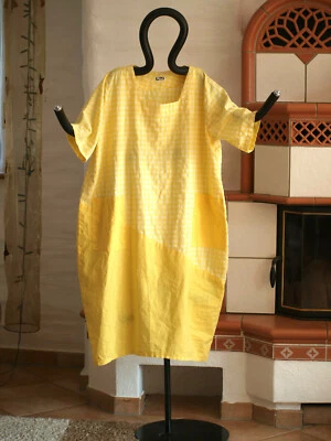 MEXXOO DESIGN AVA Leinen Ballonleid Karo sonnengelb weiß (8413) Gr. L 44 46 - Bild 1 von 4