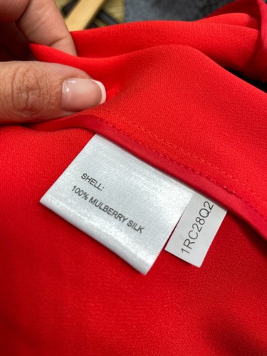 SHANGHAI TANG Größe US 8 - S - EU 36 100% SEIDE Bluse Oberteil Shirt Orange - Bild 8 von 9