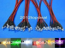3mm/5mm Red/Green/Blue/RGB 3V 5V 12V DC Round Pre-Wired Water Clear LED