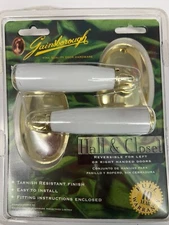 RARE! Gainsborough White Porcelain & Gold Tone Lever Set Hall & Closet   88701