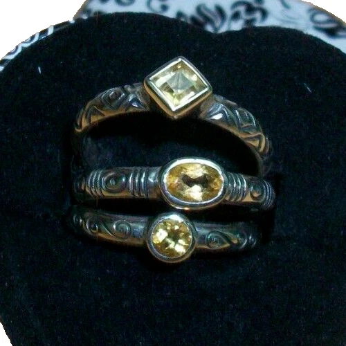 BRIGHTON TENDOR TRIO RING SET Citrine Stones set in .925 STERLING SILVER NWT Foto 2 de 4