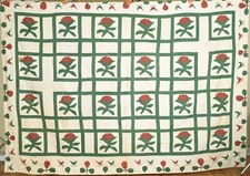 MUSEUM QUALITY Vintage 1850's Peony Applique Antique Quilt Bird  Tree Border 