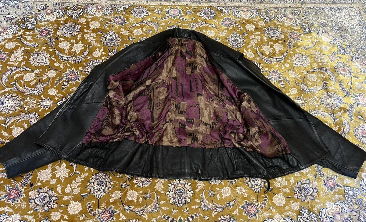 Italy Black Lamb Leather Motorcycle Zip Jacket 44IT 10US | eBay