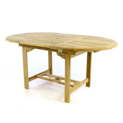 DIVERO Gartentisch Balkontisch Tisch Esstisch Teakholz ausziehbar 120/170cm oval - Bild 1 von 4