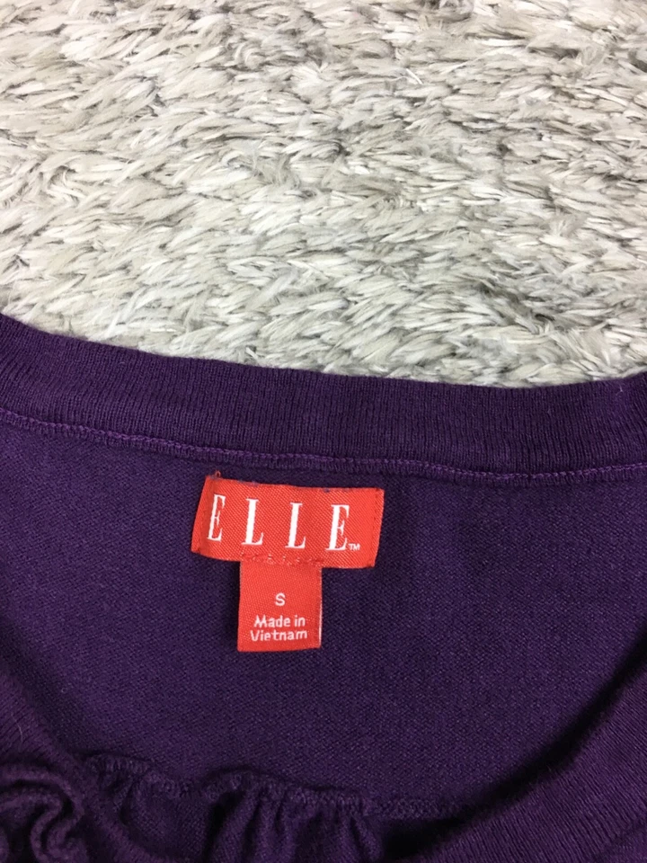 Elle Button Cardigan Sweater Womens Size XS Extra Small Purple 3/4 Sleeve - Imagem 4 de 4