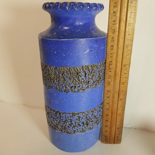Vintage Pottery Vase Blue & Black Signed Andre To Base MCM - Picture 6 of 10