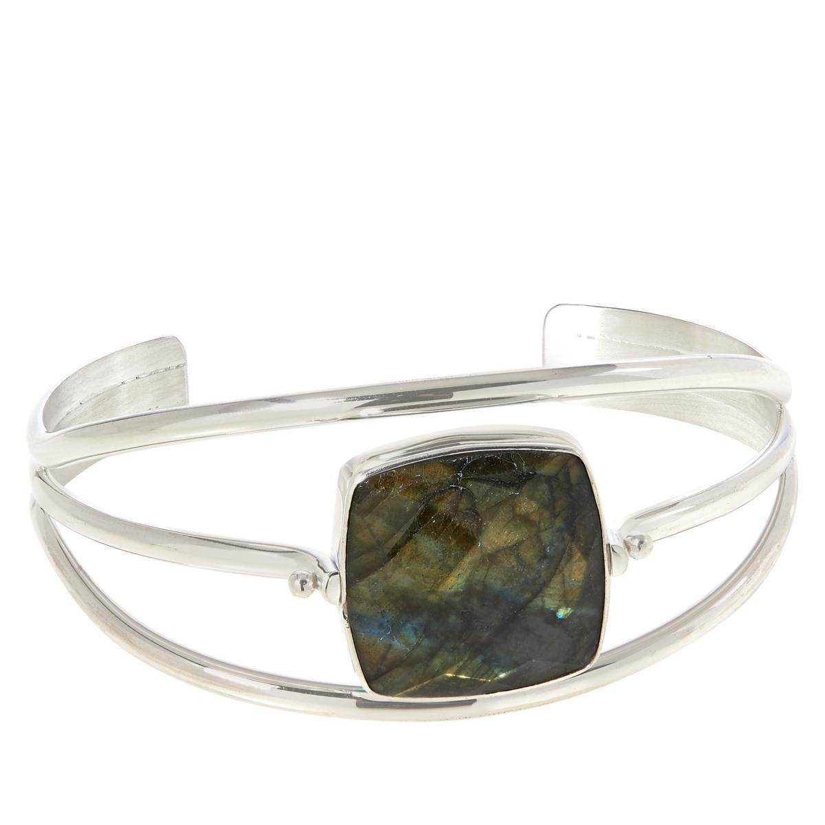 Sterling Silver Reconstituted Turquoise Split Band Cuff Bracelet Sterling Silver Reconstituted Turquoise Split Band Cuff Bracelet