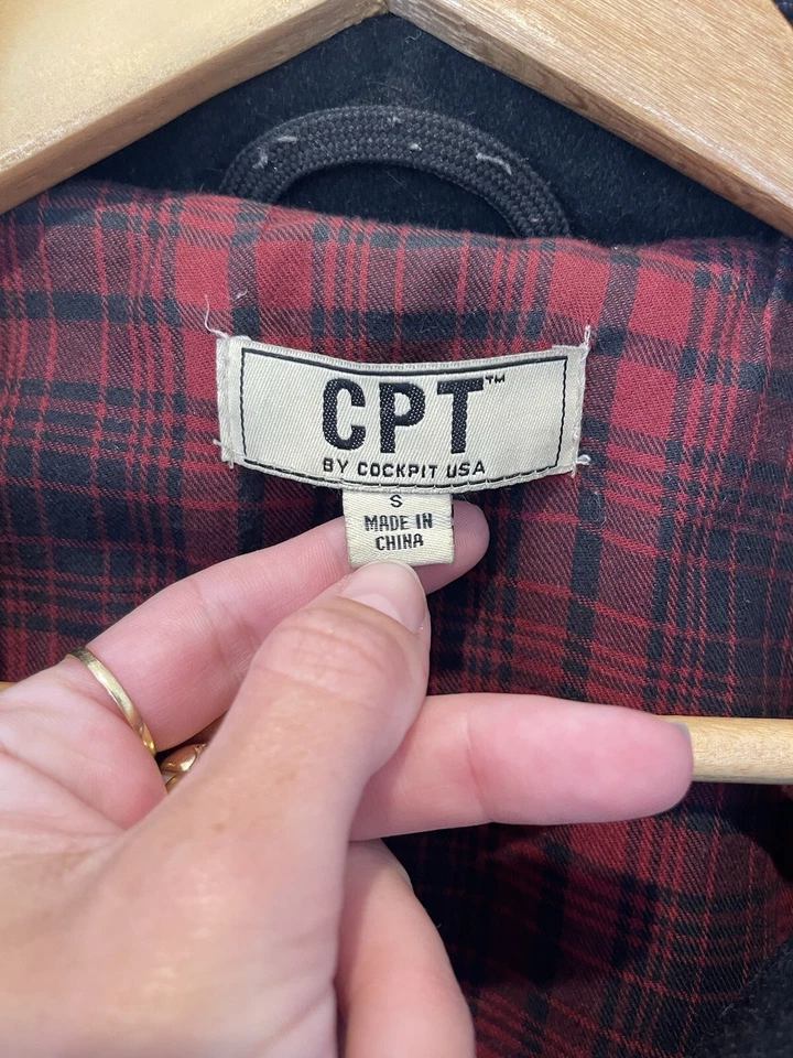 CPT By Cockpit USA Vintage Black Wool Leather Jacket Size S Thick Heavy Military - Image 2 of 4