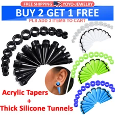 12-24PCS Large Ear Stretching Kit Acrylic Taper Silicone Tunnel Gauges 00G-20mm