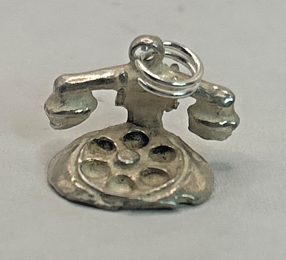 Vintage .925 STERLING SILVER 3D Telephone For Charm Bracelet
