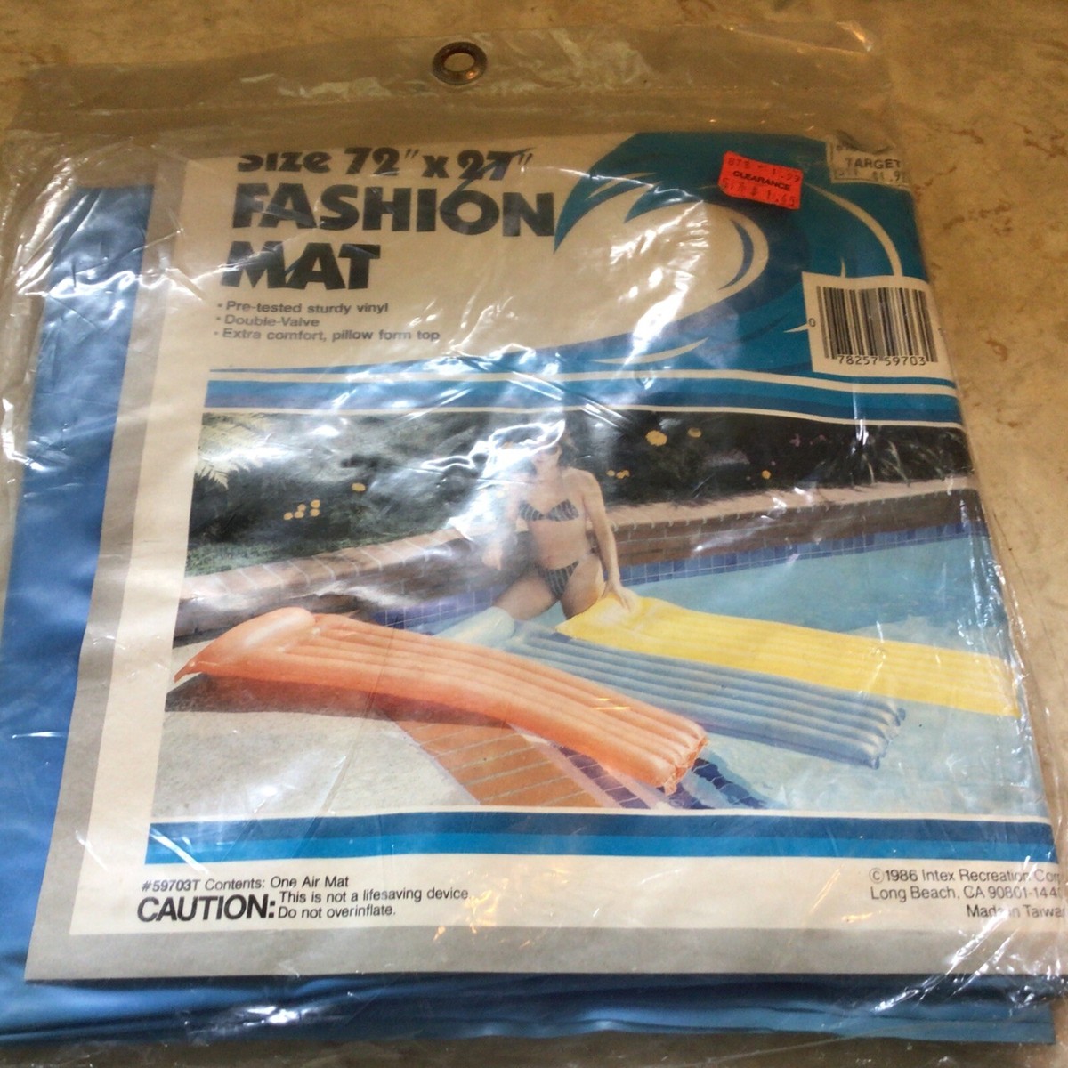 Vtg Inflatable Air Mat Blue 72