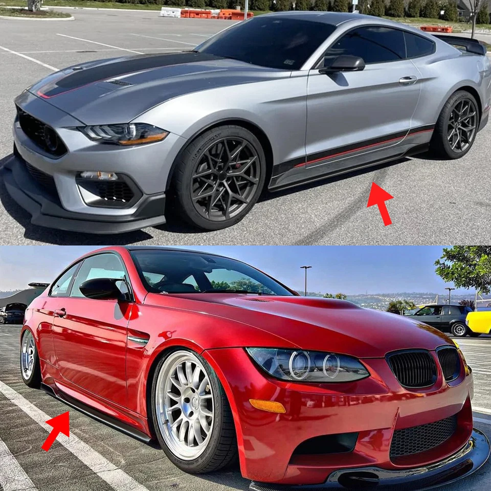 78.7"Gloss Black Rocker Panel Side Skirts Lip Extensions For Ford Crown Victoria - Image 3 of 4