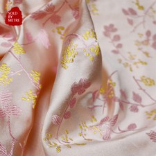 Tissu Jacquard Brocart Fausse Soie Damassé Fleurs Chinoises Cheongsam