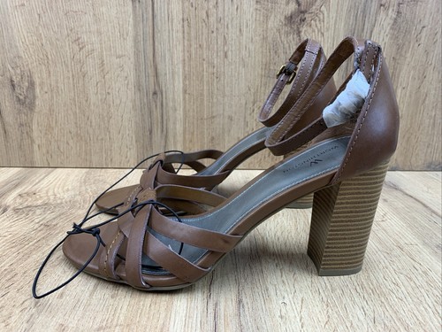 Worthington Barra Heeled Strappy Sandals Women's 9M Brown Ankle Buckle Open Toe - Picture 3 of 16