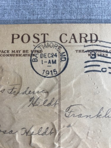 RARE 1915 Baltimore, MD Santa Postcard With Original Writing, Posted Dec 24 - Picture 7 of 7