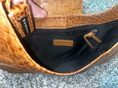 Antonio Melani Shoulder Bag Purse Faux Croc Gator Carmel Brown Tan Color, EUC - Picture 12 of 17