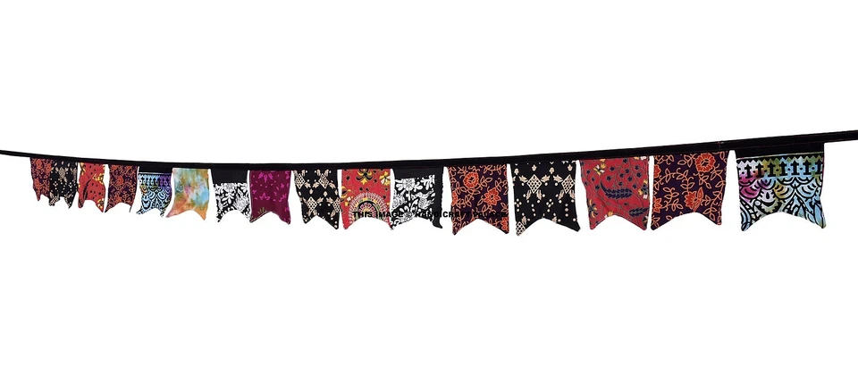 3M MANDALA ESTAMPADO DECORACIÓN FIESTA HOGAR BODA GUIRNALDA LARGA TELA ALGODÓN BANDERÍN  Foto 3 de 3