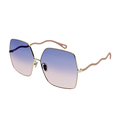 CHLOÈ CH0054S 004 OCCHIALI DA SOLE DONNA QUADRATI IN METALLO CON ASTE  ONDULATE | eBay