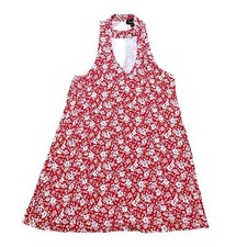 Lulus Red White Floral Print Shift Dress Flowy Keyhole Back Size Medium NWT