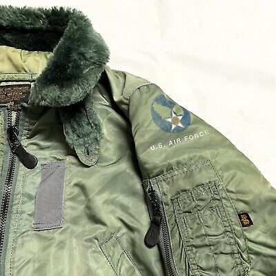VINTAGE ALPHA IND TYPE B-15D USAF FLIGHT JACKET 70/80 SAGE VINTAGE ALPHA IND TYPE B-15D USAF FLIGHT JACKET 70/80 SAGE