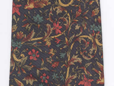 Cravate Falconara 100% Soie Italie – Motif Floral Rouge Vert Noir Or, Longueur 59 Pouces