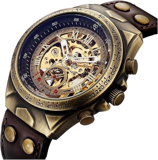 Luxury Men's Automatic Mechanical Wrist Watch Leather Strap Retro
