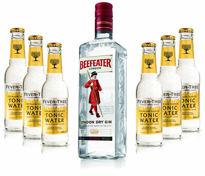 Gin Tonic Set - Beefeater Dry Gin 0,7l 700ml (40% Vol) + 6x Fever Tree Tonic Wa