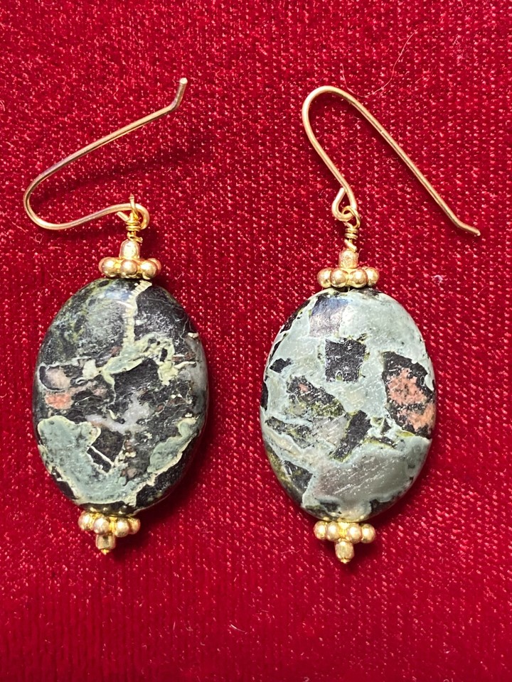 Gas Bijoux Silia Earrings in Amazonite & Kambaba Jasper