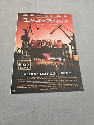 TPEEP67 MAGAZINE ADVERT 11X8'' DAVID GILMOUR - LIVE IN GDANSK 