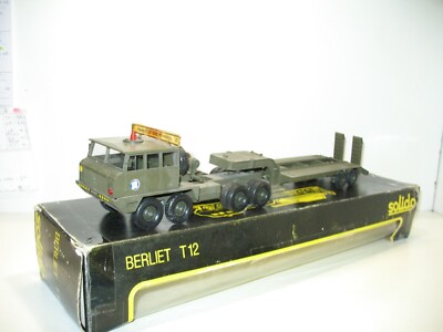 SOLIDO camion BERLIET porte char T12 militaire avec rétroviseur +