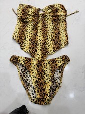 VENUS Vintage LEOPARD Handkerchief Bikini Top S  Brazilian Bottom Sz 6