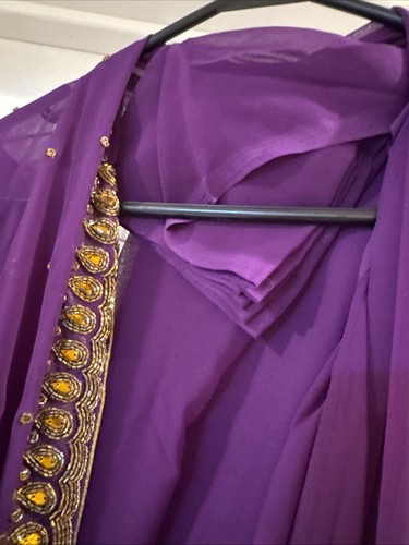 Indian Wedding Party Purple Beaded Outfit + Jewelry Size 14 Women's - Picture 15 of 23