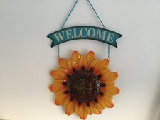 Sunflower Metal Hanging Welcome Sign for Entryway or Porch, Decorative