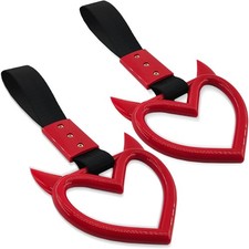 2PCS Heart Shaped Car Handle Straps, Heart Car Accessories, Ring Hearts Shaped C