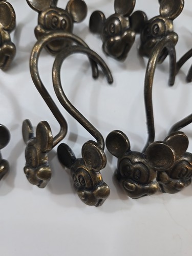 Juego de 12 ganchos de anillos de cortina de ducha de metal de latón Disney Mickey Mouse - Imagen 3 de 7