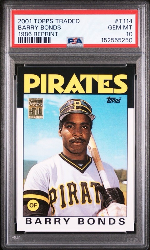 2001 Topps Traded 1986 Topps Reprint #T114 Barry Bonds Rookie Card PSA 10 Rare