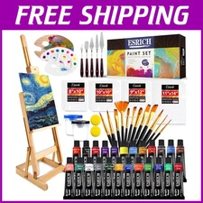 Complete Acrylic Paint Set with Brushes and Easel
