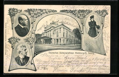 AK Hamburg-St. Georg, Deutsches Schauspielhaus, Bildnis Franziska Elmenreich 