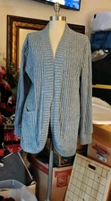 Gray Fuzzy Striped Open Cardigan 100% Polyester Size XL