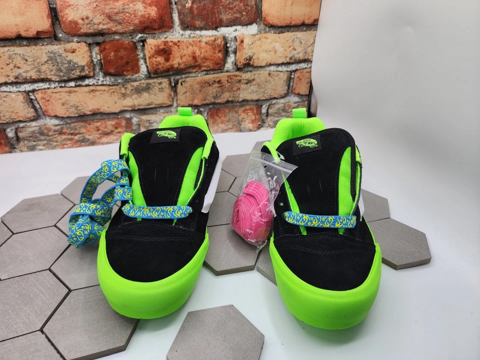 Hombres Talla 4 Niños Talla 4Y VANS Knu Skool Pop Suela Verde Negro Raro Patrón Premium Foto 2 de 4